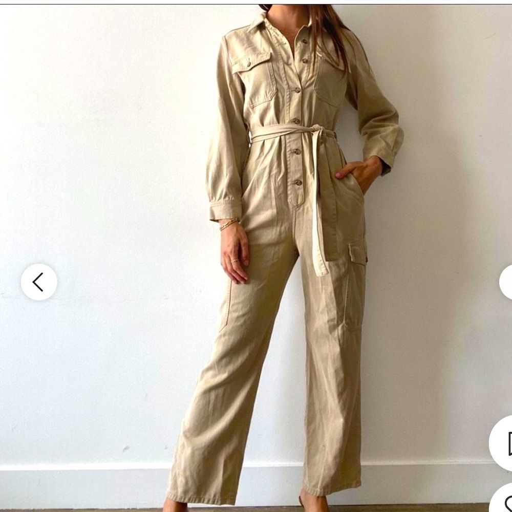 $228 NWT Boyish Anthropologie The Troy Coverall Khaki - Picture 2 of 5